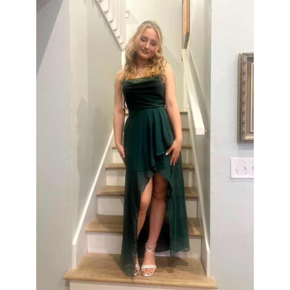 Dark Green High Low Formal Dress